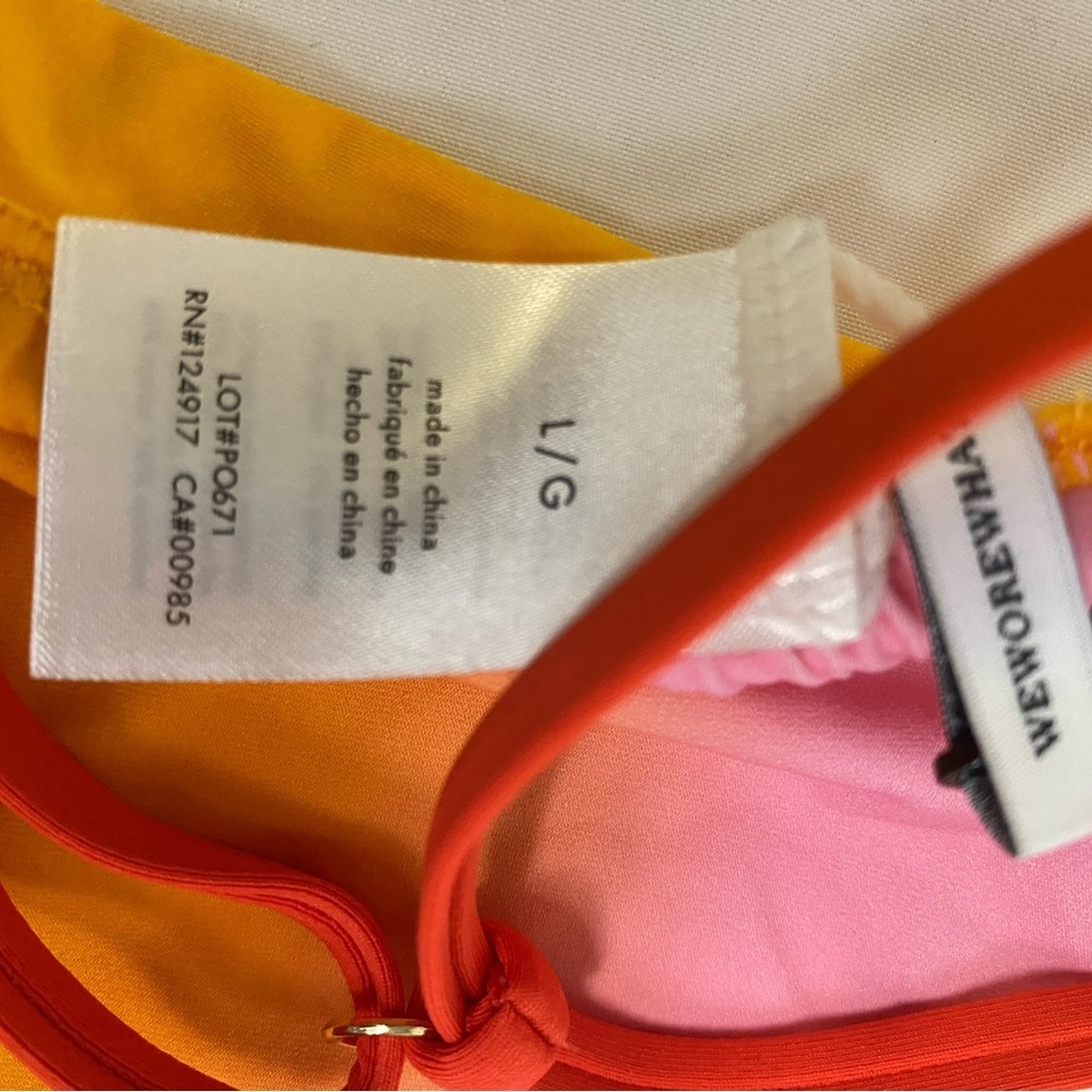 WeWoreWhat Leigh Top Tie Dye Orange Bandeau Halter Adjustable Baby Pink Multi - Picture 6 of 8